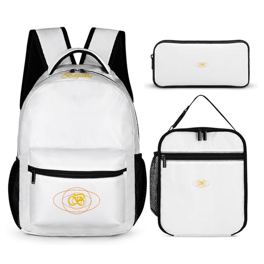 Ensemble Trois Pièces Sac À Dos Lunch Trousse Blanc