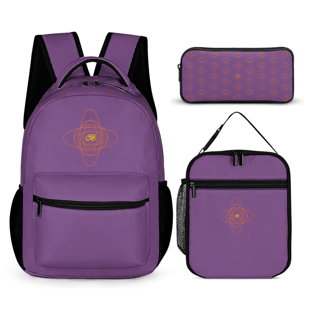 Ensemble Sac À Dos, Sac À Lunch, Trousse À Crayons couleur mauve lavande violette, pour l'école, le lycée, l'université. Effets scolaires