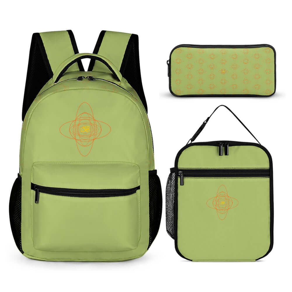 Ensemble Sac À Dos, Sac À Lunch, Trousse À Crayons vert pomme pour école, classe lycée, collège, université