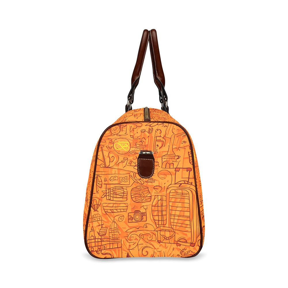 Petit Sac motifs orange Bordure Marron Bagaléa