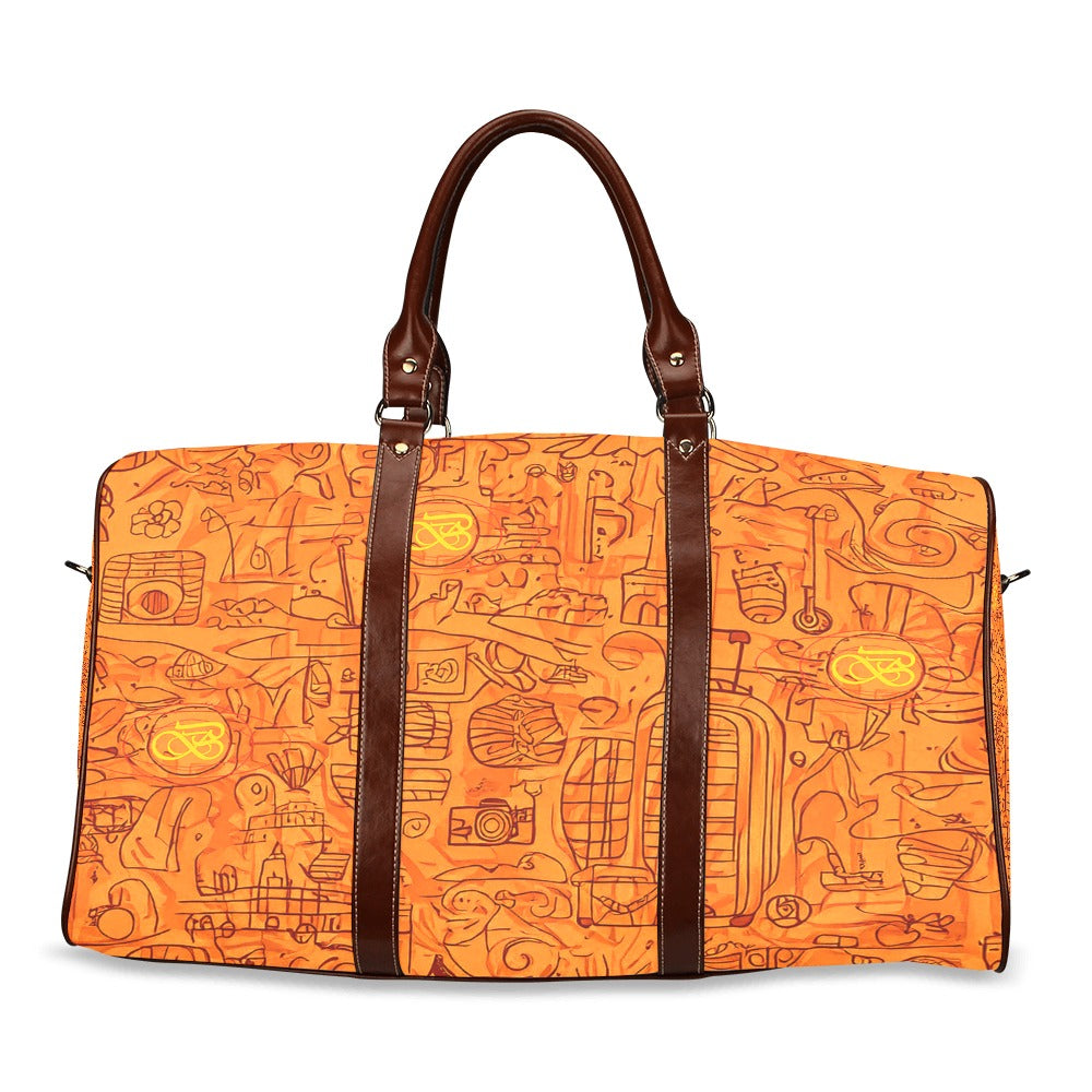 Petit Sac motifs orange Bordure Marron Bagaléa