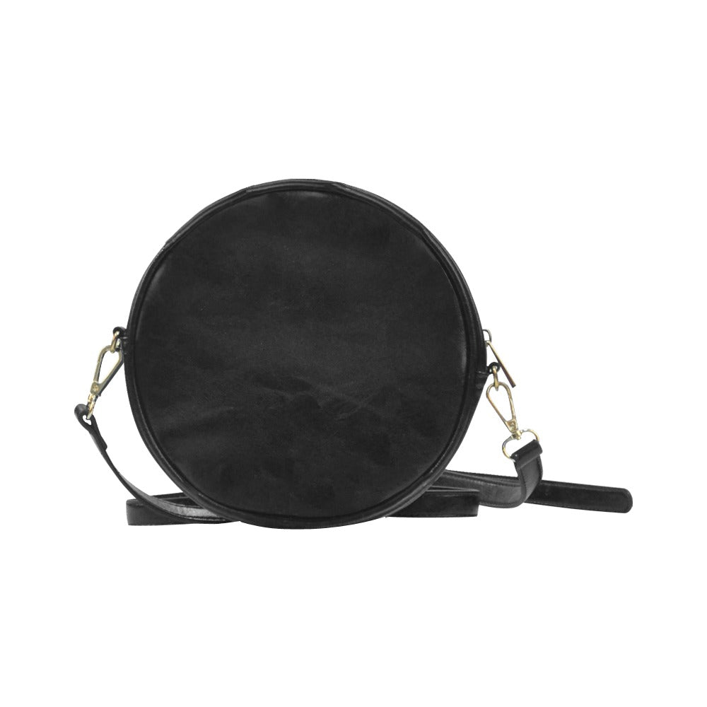 Sac Messager Rond Noir Avec Motif Fleurs