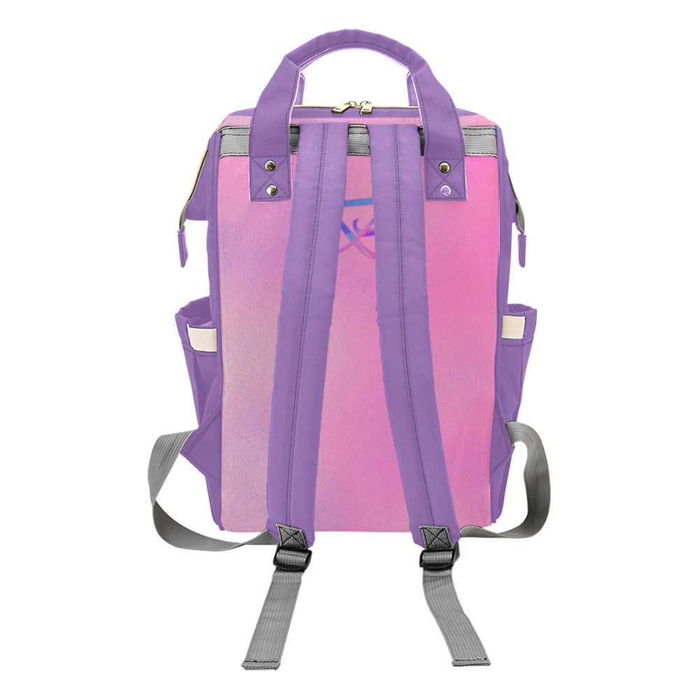 Sac à dos multiusage mauve motif rose Bagaléa sac nomade