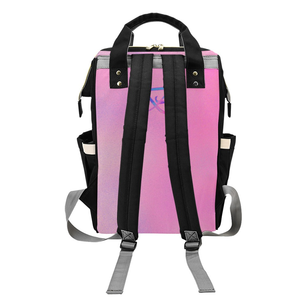 Sac Multi-fonction noir motif rose clair Bagaléa