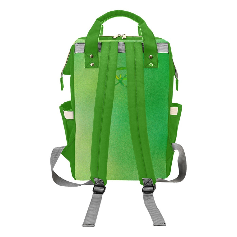 Sac à dos multiusage vert motif vert Bagaléa pratique avec plusieurs poches à l'intérieur