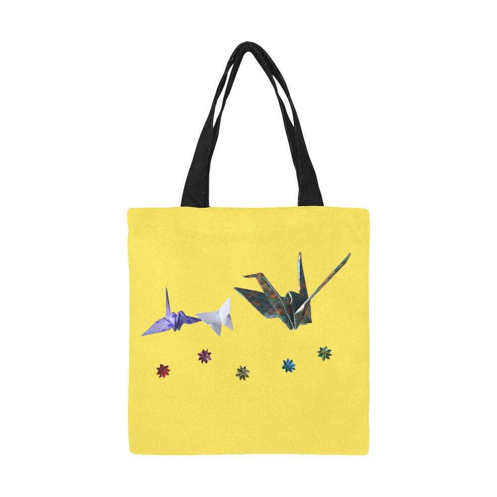 Petit Sac Fourre-Tout En Toile - Origamis fond jaune citron