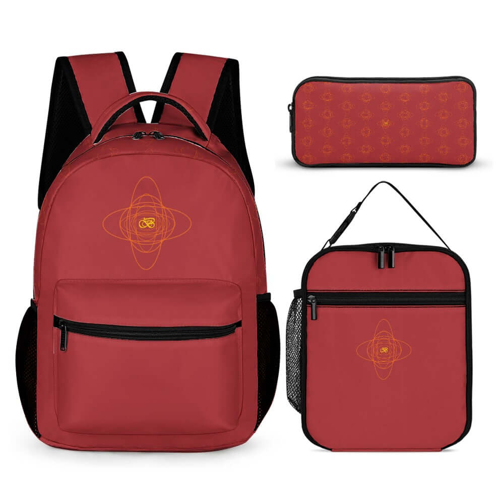 Ensemble Sac À Dos, Sac À Lunch, Trousse À Crayons rouge marron