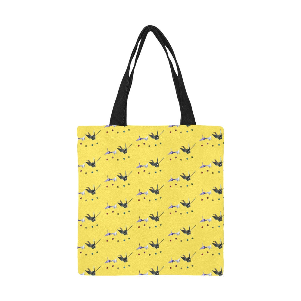 Petit Sac Fourre-Tout En Toile - motifs sur fond jaune citron Bagaléa 