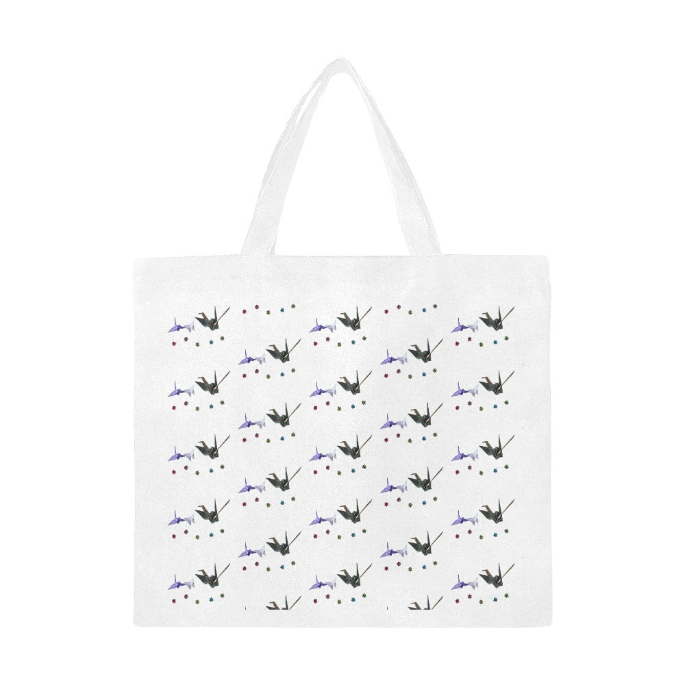Large Sac Fourre-Tout En Toile Blanc Motif Origami 