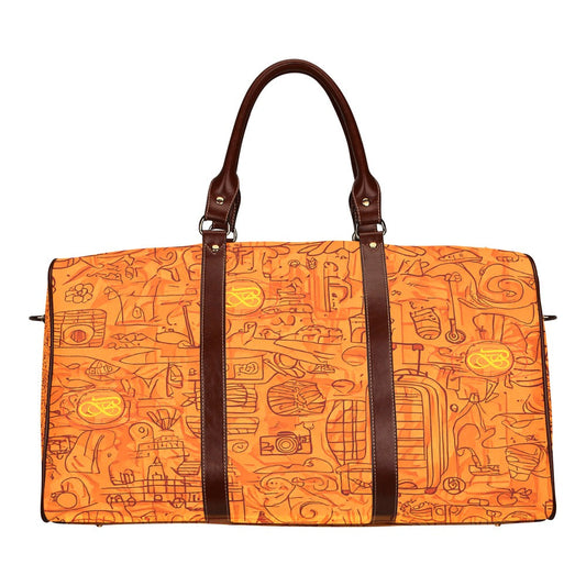 Petit Sac motifs orange Bordure Marron Bagaléa