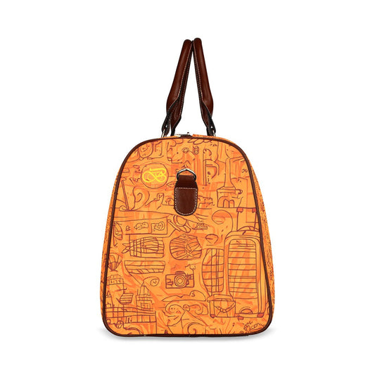 Petit Sac motifs orange Bordure Marron Bagaléa
