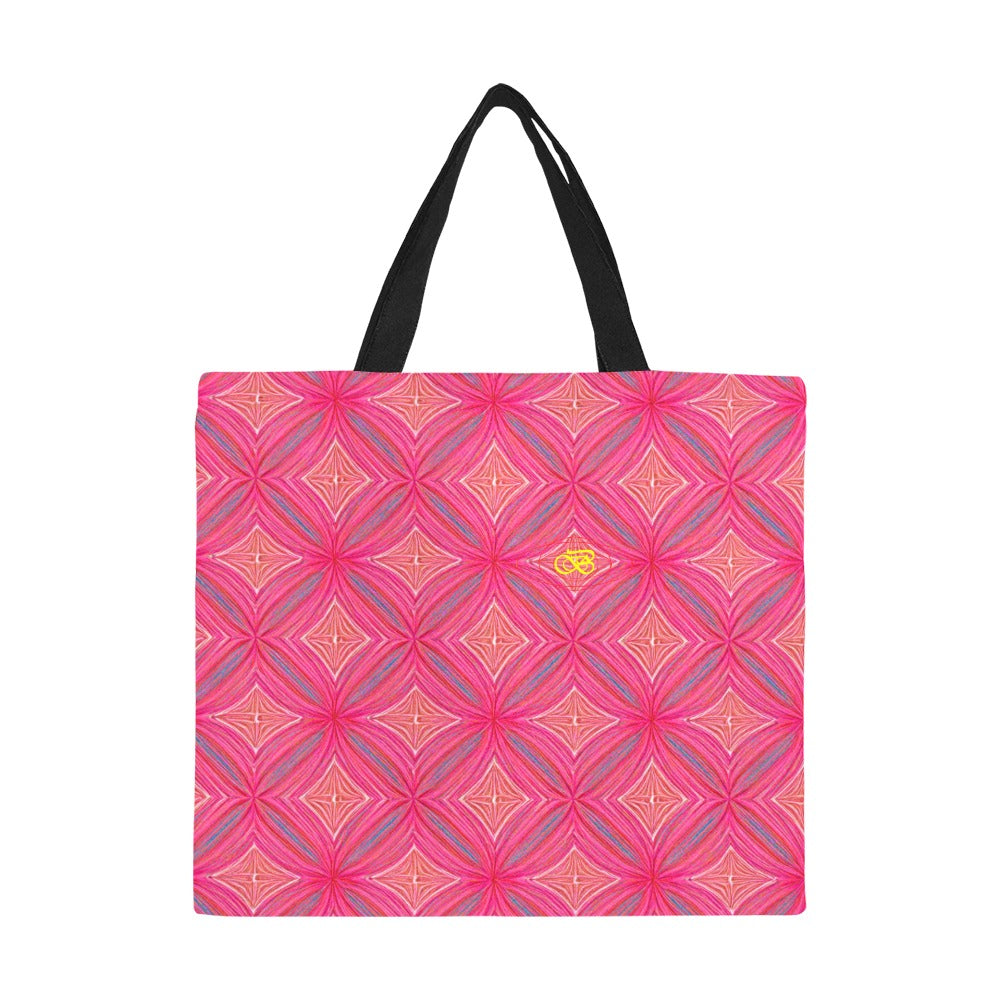 Sac fourre-tout en toile imprimée  de grande capacité motif losanges roses Bagaléa