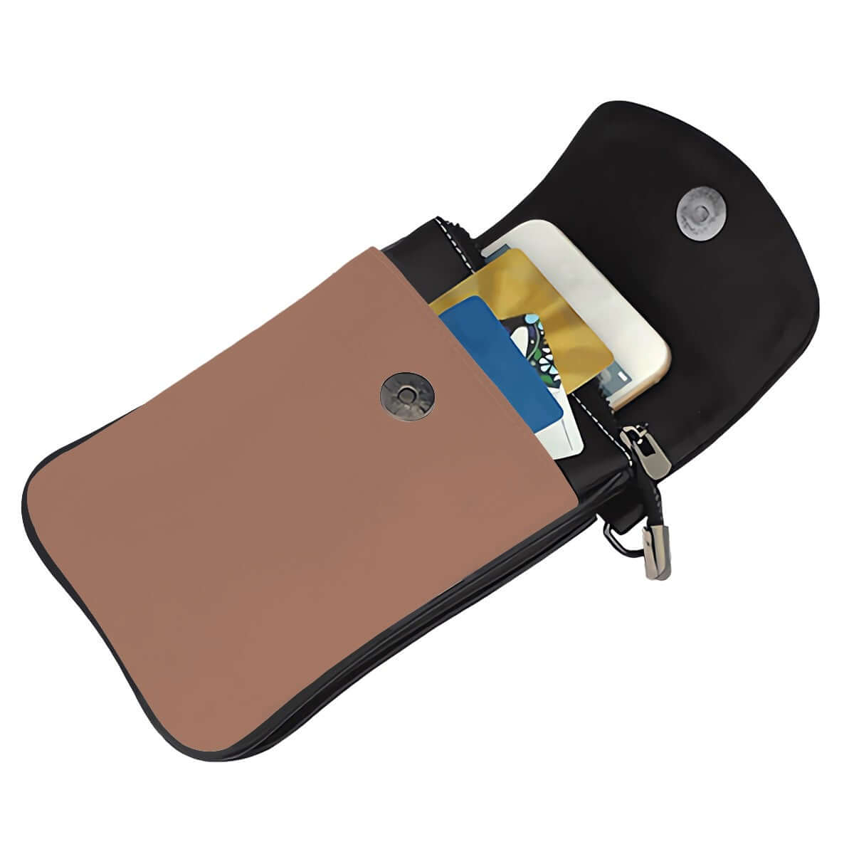 Sac À Main À Bandoulière Pour Téléphone Cellulaire Coloré avec plusieurs cartes à l'intérieur, design pratique et tendance.